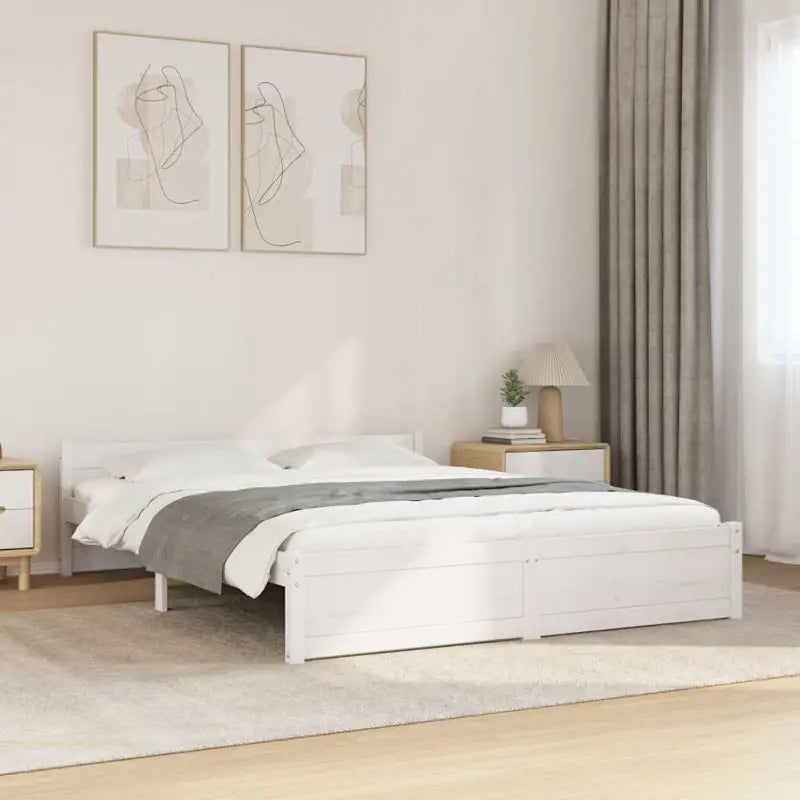 Massief hout bedframe van massief grenenhout met levering bevat - Wit / 150 x 200 cm - Bedden & bedframes