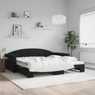 Massief hout dagbed met modern ontwerp voor woonkamer en slaapkamer - Zwart / 100 x 200 cm / met onderschuifbed
