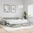 Massief hout dagbed met modern ontwerp voor woonkamer of slaapkamer - Lichtgrijs / 90 x 190 cm / met onderschuifbed