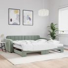 Massief hout dagbed met modern ontwerp voor woonkamer of slaapkamer - Lichtgrijs / 100 x 200 cm / met onderschuifbed