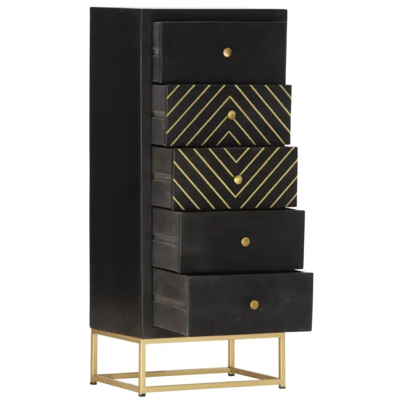 Massief mangohout houten lockerkast als uniek meubelstuk - Zwart en goud / 1 - Opbergkasten & lockerkasten
