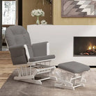 Massief Rubberwood Schommelstoel met Footrest voor Ontspanning en Voeden - donkergrijs en wit / 1 - Schommelstoelen