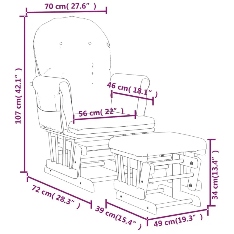 Massief Rubberwood Schommelstoel met Footrest voor Ontspanning en Voeden - Schommelstoelen