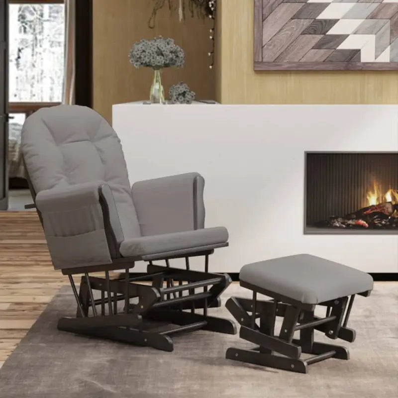 Massief Rubberwood Schommelstoel met Footrest voor Ontspanning en Voeden - Schommelstoelen