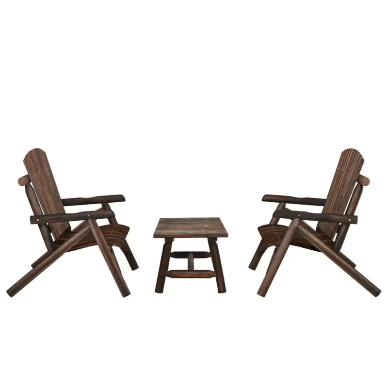Massief Vurenhout Loungeset voor buiten comfortabel en duurzaam - Donkerbruin / 2x Bank + Tafel - Tuinsets