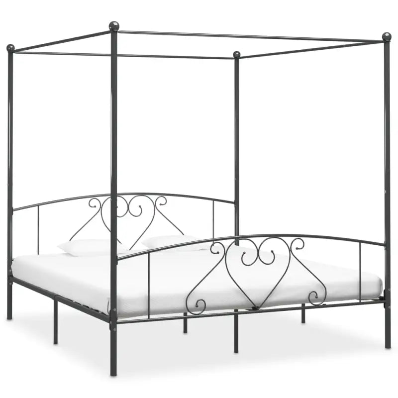 Metaal Hemelbedframe met Gordijnophang voor Een Elegante Slaapkamer - Grijs / 180 x 200 cm - Bedden & bedframes