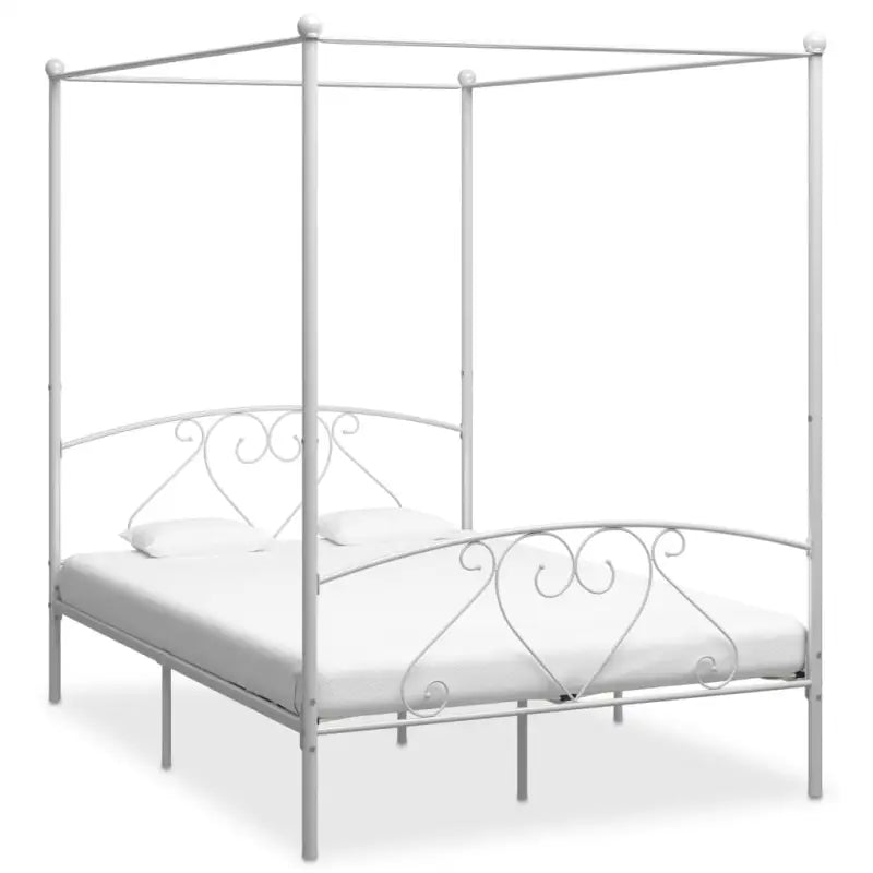 Metaal Hemelbedframe met Gordijnophang voor Een Elegante Slaapkamer - Wit / 160 x 200 cm - Bedden & bedframes