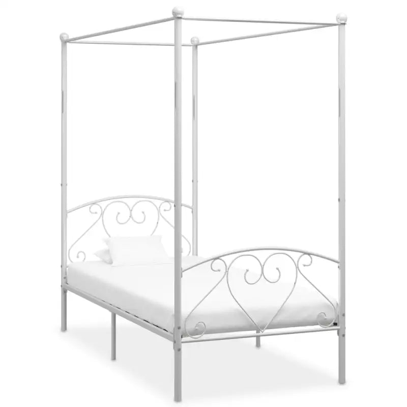 Metaal Hemelbedframe met Gordijnophang voor Een Elegante Slaapkamer - Wit / 90 x 200 cm - Bedden & bedframes