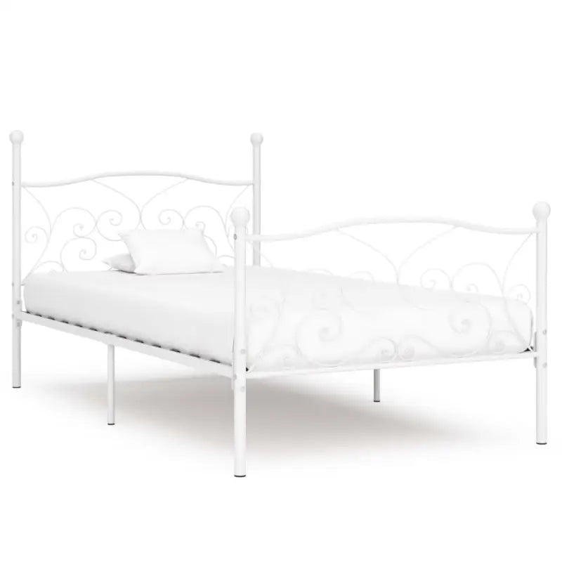 Metalen Bedframe met Massieve Constructie en Comfortabele Lattenbodem - Wit / 100 x 200 cm - Bedden & bedframes