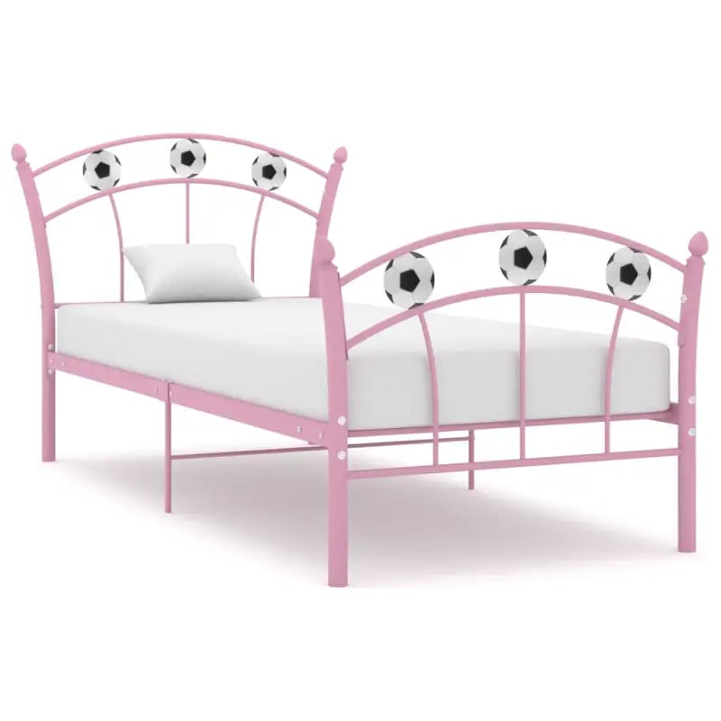 Metalen bedframe met voetbaldesign voor een heerlijke nachtrust - Roze - Bedden & bedframes