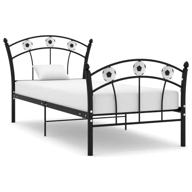 Metalen bedframe met voetbaldesign voor een heerlijke nachtrust - Zwart - Bedden & bedframes