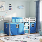 Metalen stapelbed in massief grenenhout voor compacte slaapkamers - Wit en blauw / 90 x 190 cm - Bedden & bedframes