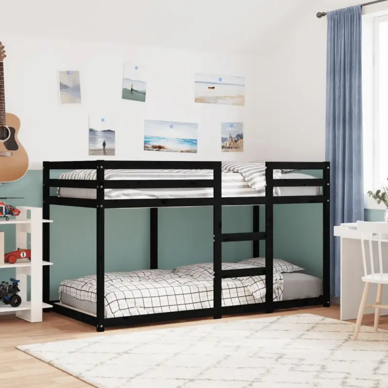 Metalen stapelbed in massief grenenhout voor kinderen jonger - Zwart / 90 x 190 cm - Bedden & bedframes