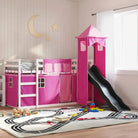 Metalen stapelbed van massief grenenhout voor compacte slaapkamers - Wit en roze / 90 x 200 cm - Bedden & bedframes