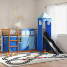 Metalen stapelbed van massief grenenhout voor compacte slaapkamers - Bruin en blauw / 90 x 190 cm - Bedden & bedframes