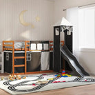 Metalen stapelbed van massief grenenhout voor compacte slaapkamers - Bruin en zwart / 90 x 190 cm - Bedden & bedframes