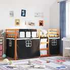 Metalen stapelbed van massief grenenhout voor een compacte kamer - Lichtbruin en zwart / 80 x 200 cm - Bedden &