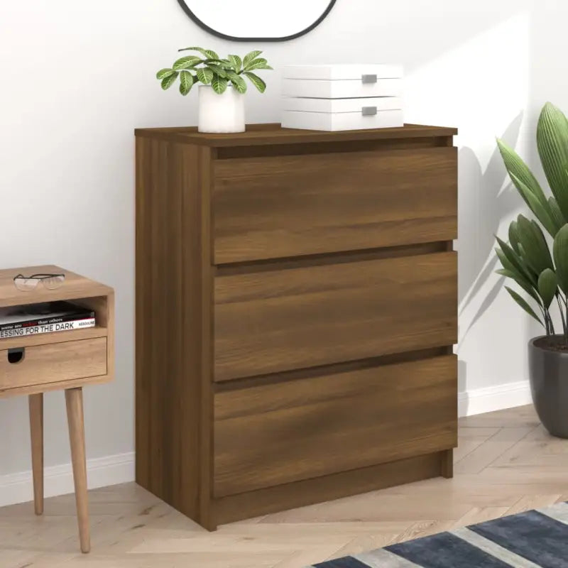 Minimalistisch dressoir van bewerkt hout met opbergruimte - bruin eikenkleur / 1 - Dressoirs & buffetkasten
