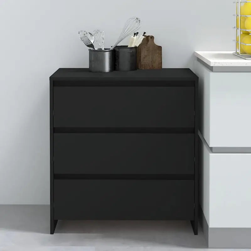 Minimalistisch dressoir van bewerkt hout met praktische opbergruimte - Zwart / 1 - Dressoirs & buffetkasten