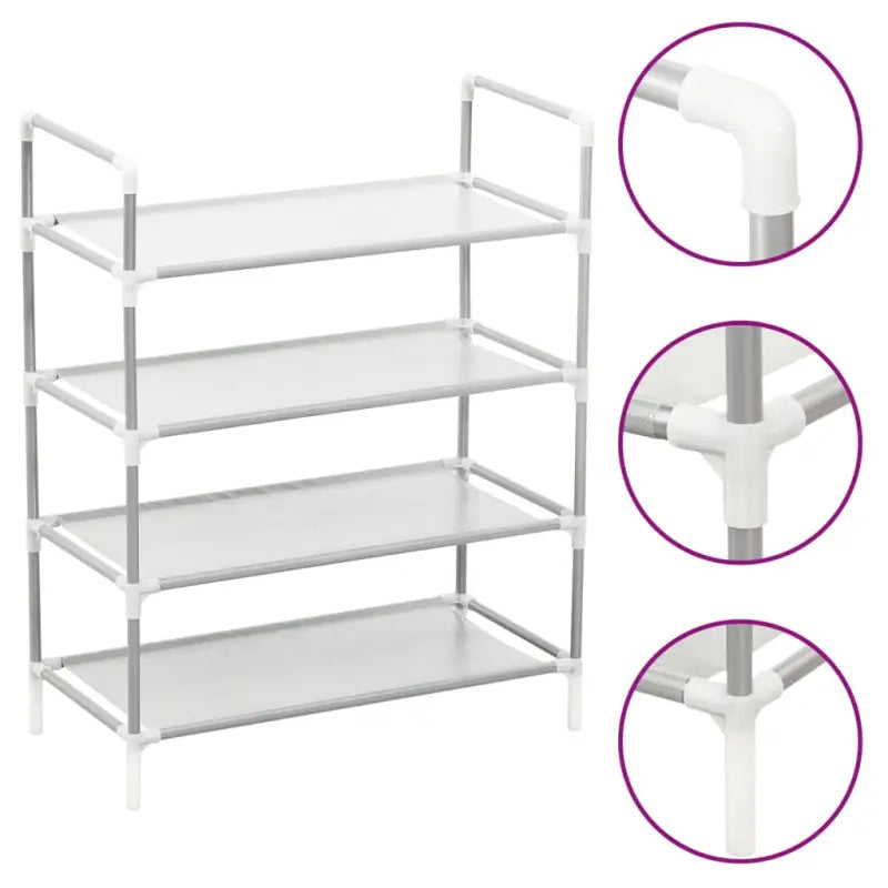Minimalistisch schoenenrek met metalen frame en nonwoven stof vulling - Zilver / 60 x 29 x 71 cm / 1 - Schoenenrekken
