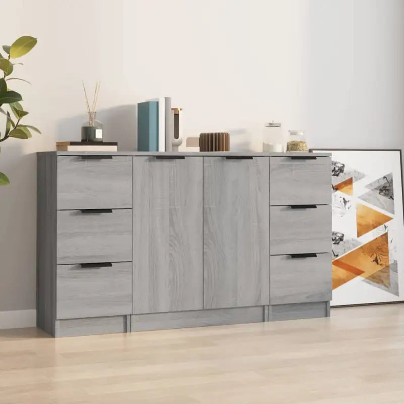 Minimalistische Dressoirs van bewerkt hout gemakkelijk schoon - Grijs sonoma / 3 - Dressoirs & buffetkasten