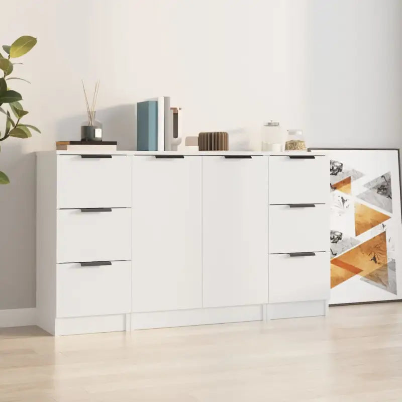 Minimalistische Dressoirs van bewerkt hout gemakkelijk schoon - Wit / 3 - Dressoirs & buffetkasten