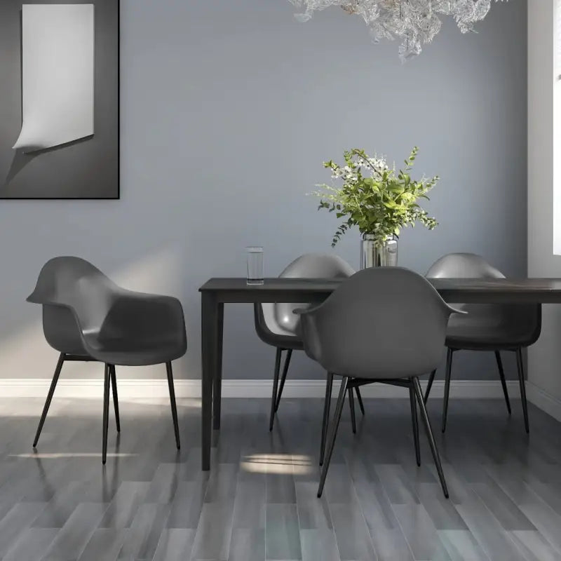 Minimalistische eetkamerstoelen van polypropyleen voor een eigentijdse uitstraling - Grijs / 4 - Eetkamerstoelen
