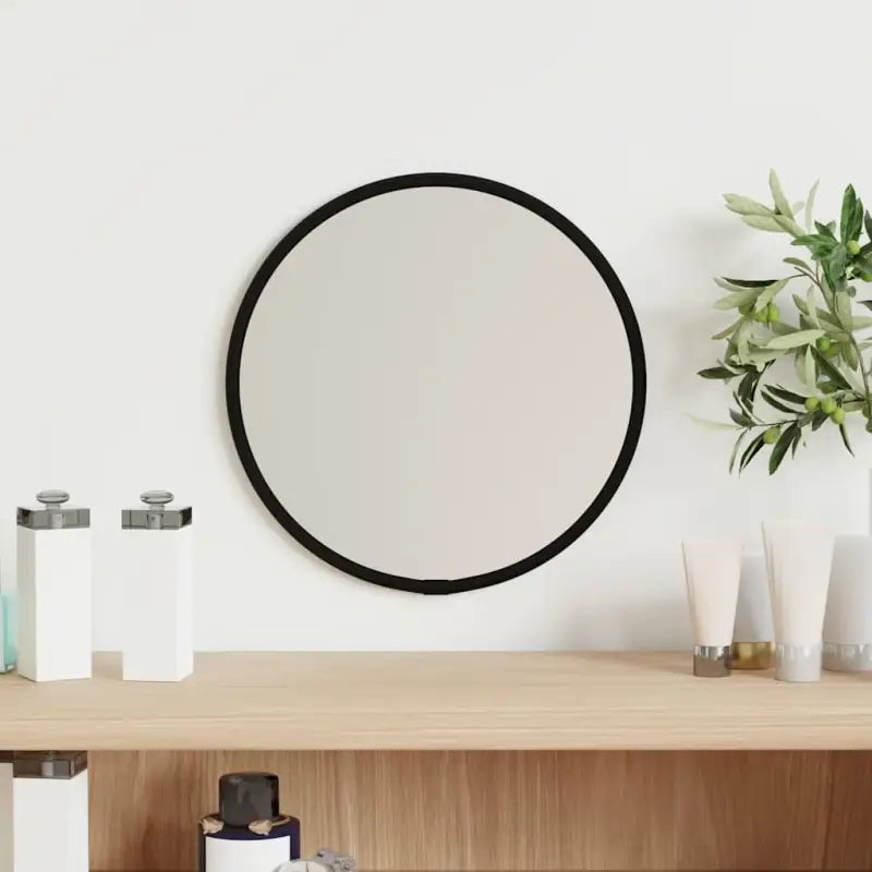 Minimalistische wandspiegel met duidelijke weerspiegeling en duurzaam PVC frame - Zwart / Ø 20 cm / 1 - Spiegels