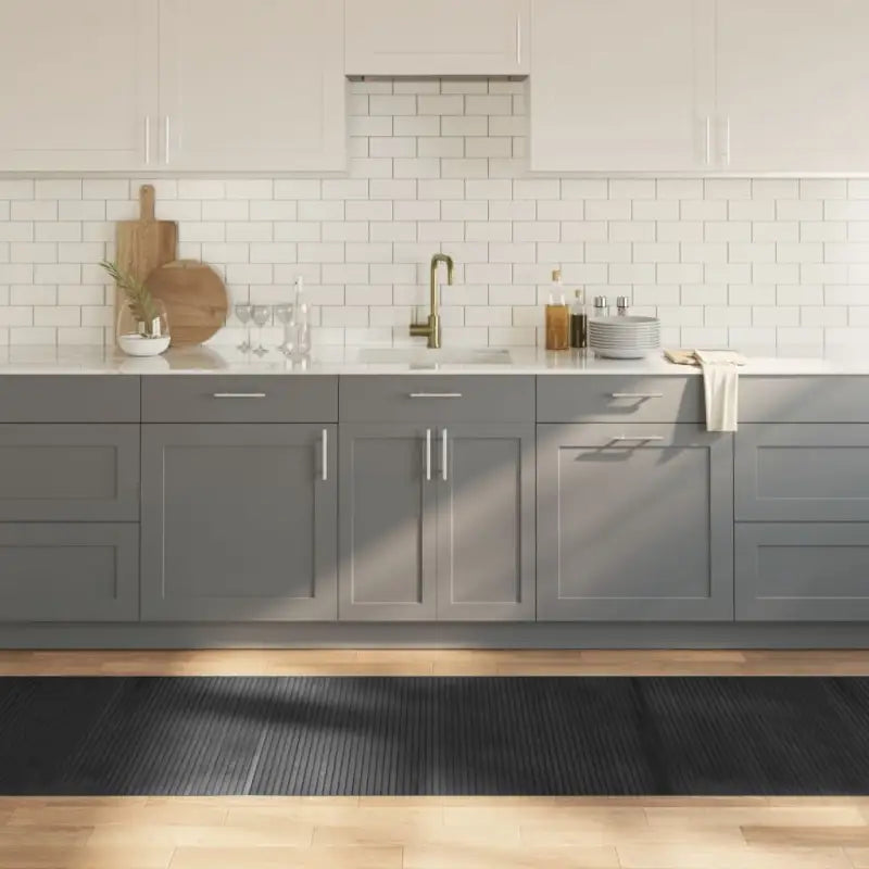 Modern bamboe vloerkleed in neutrale kleuren voor een natuurlijke uitstraling - Grijs / 80 x 300 cm - Vloerkleden