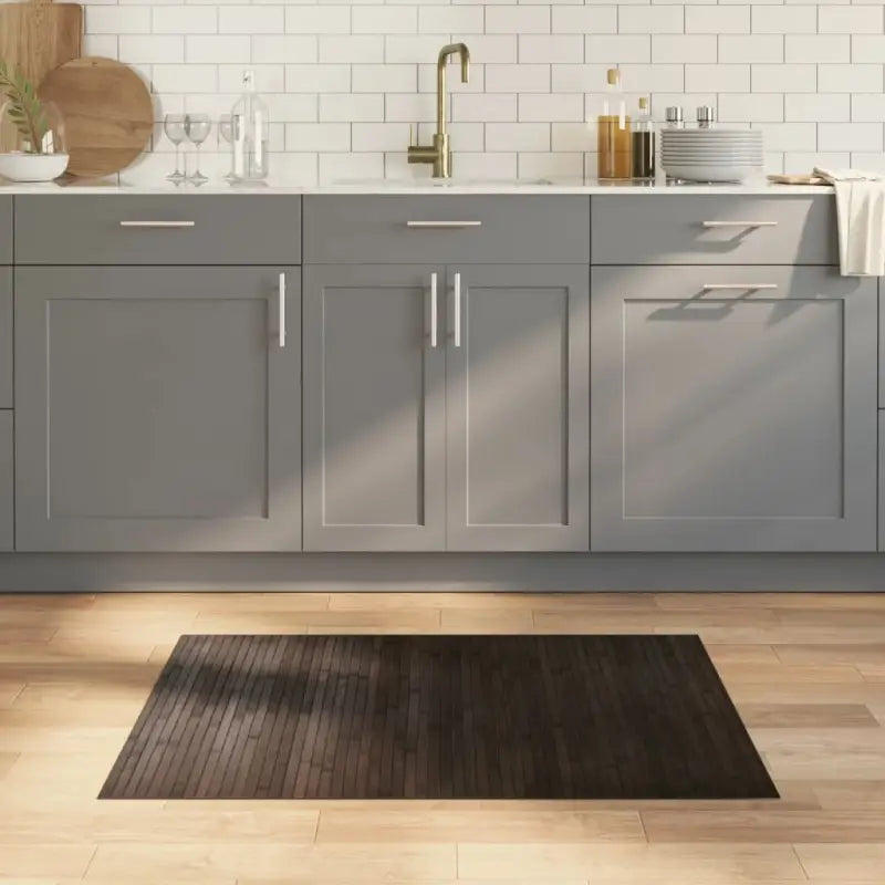 Modern bamboe vloerkleed in neutrale kleuren voor een natuurlijke uitstraling - Donkerbruin / 70 x 100 cm - Vloerkleden