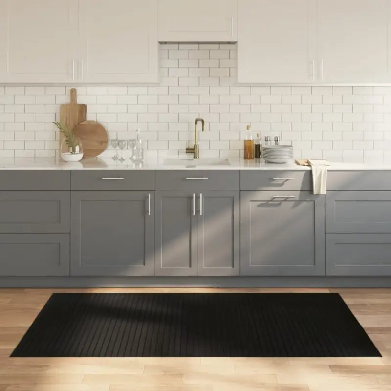 Modern bamboe vloerkleed in neutrale kleuren voor een natuurlijke uitstraling - Zwart / 100 x 200 cm - Vloerkleden