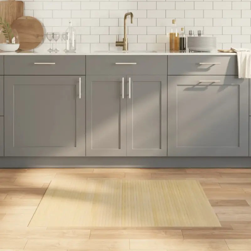 Modern bamboe vloerkleed in neutrale kleuren voor een natuurlijke uitstraling - lichtnaturel / 70 x 100 cm - Vloerkleden