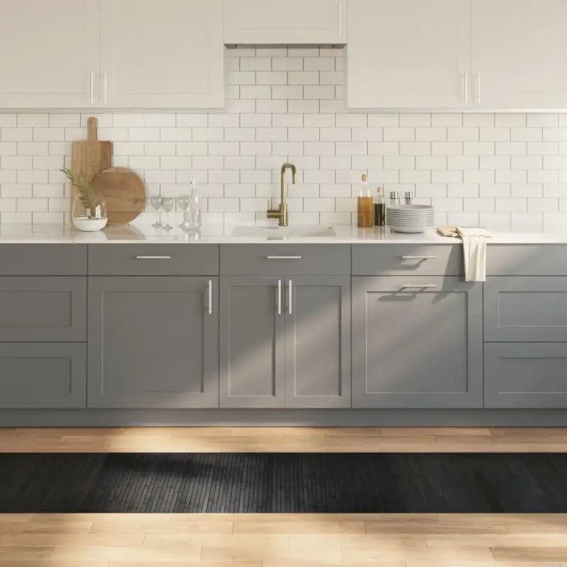 Modern bamboe vloerkleed in neutrale kleuren voor een natuurlijke uitstraling - Grijs / 60 x 300 cm - Vloerkleden