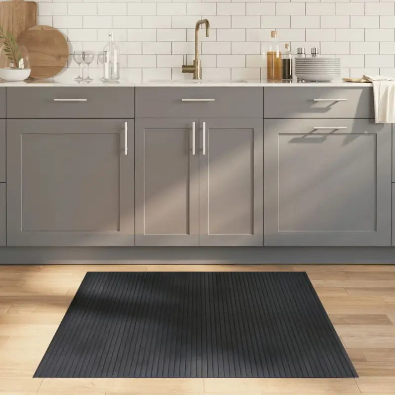 Modern bamboe vloerkleed in neutrale kleuren voor een natuurlijke uitstraling - Grijs / 100 x 100 cm - Vloerkleden