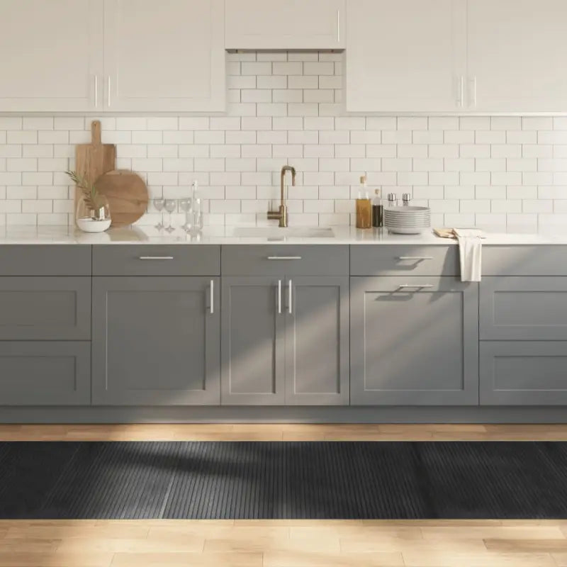 Modern bamboe vloerkleed in neutrale kleuren voor een natuurlijke uitstraling - Grijs / 80 x 400 cm - Vloerkleden