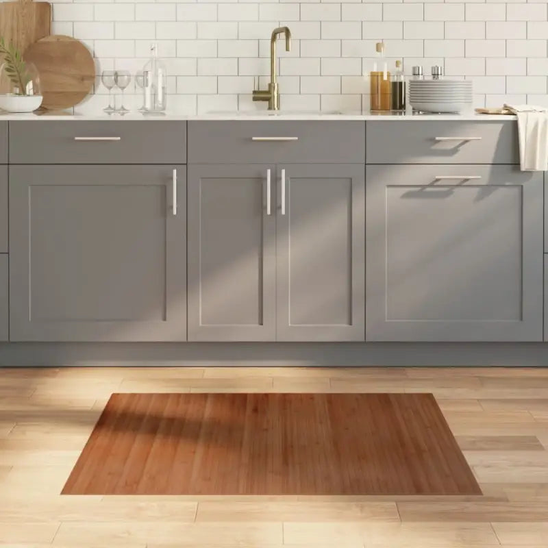 Modern bamboe vloerkleed in neutrale kleuren voor een natuurlijke uitstraling - Bruin / 70 x 100 cm - Vloerkleden