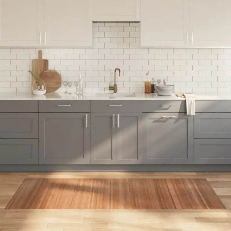 Modern bamboe vloerkleed in neutrale kleuren voor een natuurlijke uitstraling - Naturel / 80 x 200 cm - Vloerkleden