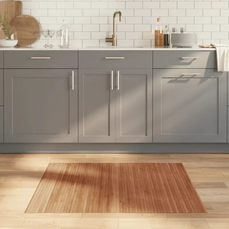 Modern bamboe vloerkleed in neutrale kleuren voor een natuurlijke uitstraling - Bruin / 80 x 100 cm - Vloerkleden