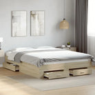 Modern bedframe met lades van bewerkt hout voor een eigentijdse slaapkamer - Sonoma eiken / 160 x 200 cm - Bedden &
