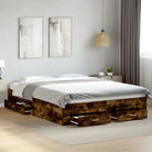 Modern bedframe met lades van bewerkt hout voor een eigentijdse slaapkamer - Gerookt eiken / 160 x 200 cm - Bedden &