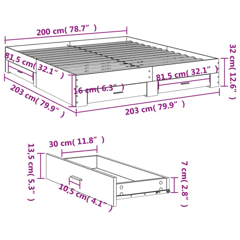 Modern bedframe met lades van bewerkt hout voor een eigentijdse slaapkamer - Bedden & bedframes