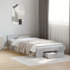 Modern bedframe met lades van bewerkt hout voor een stijlvolle slaapkamer - Betongrijs / 90 x 190 cm - Bedden &