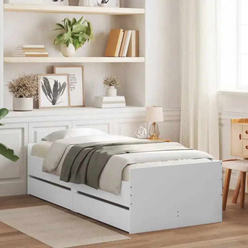 Modern bedframe met lades van bewerkt hout voor jouw slaapkamer - Wit / 100 x 200 cm - Bedden & bedframes