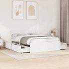 Modern bedframe met lades van massief grenenhout en multiplex lattenbodem - Wit / 140 x 190 cm - Bedden & bedframes