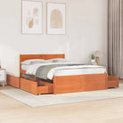 Modern bedframe met lades van massief grenenhout en multiplex lattenbodem - Wasbruin / 135 x 190 cm - Bedden & bedframes