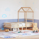 Modern bedframe met massief grenenhout en multiplex lattenbodem in wit materiaal - Naturel / 100 x 200 cm - Bedden &