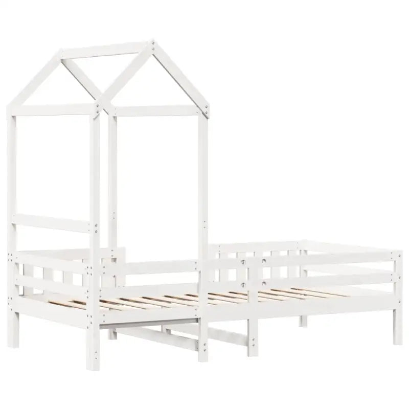 Modern bedframe met massief grenenhout en multiplex lattenbodem in wit materiaal - Bedden & bedframes