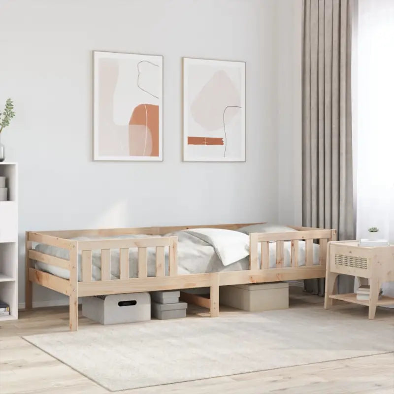 Modern bedframe met multiplex lattenbodem in massief grenenhout - Naturel / 80 x 200 cm - Bedden & bedframes