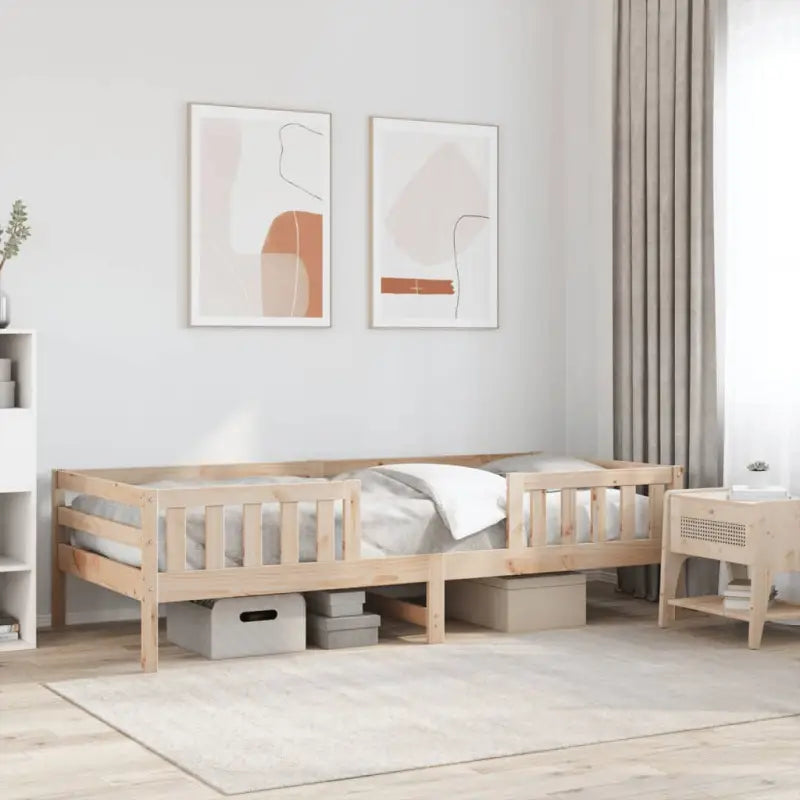 Modern bedframe met multiplex lattenbodem in massief grenenhout - Naturel / 75 x 190 cm - Bedden & bedframes