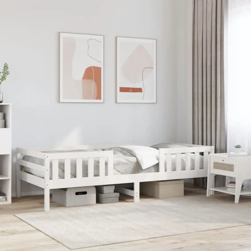 Modern bedframe met multiplex lattenbodem in massief grenenhout - Wit / 75 x 190 cm - Bedden & bedframes